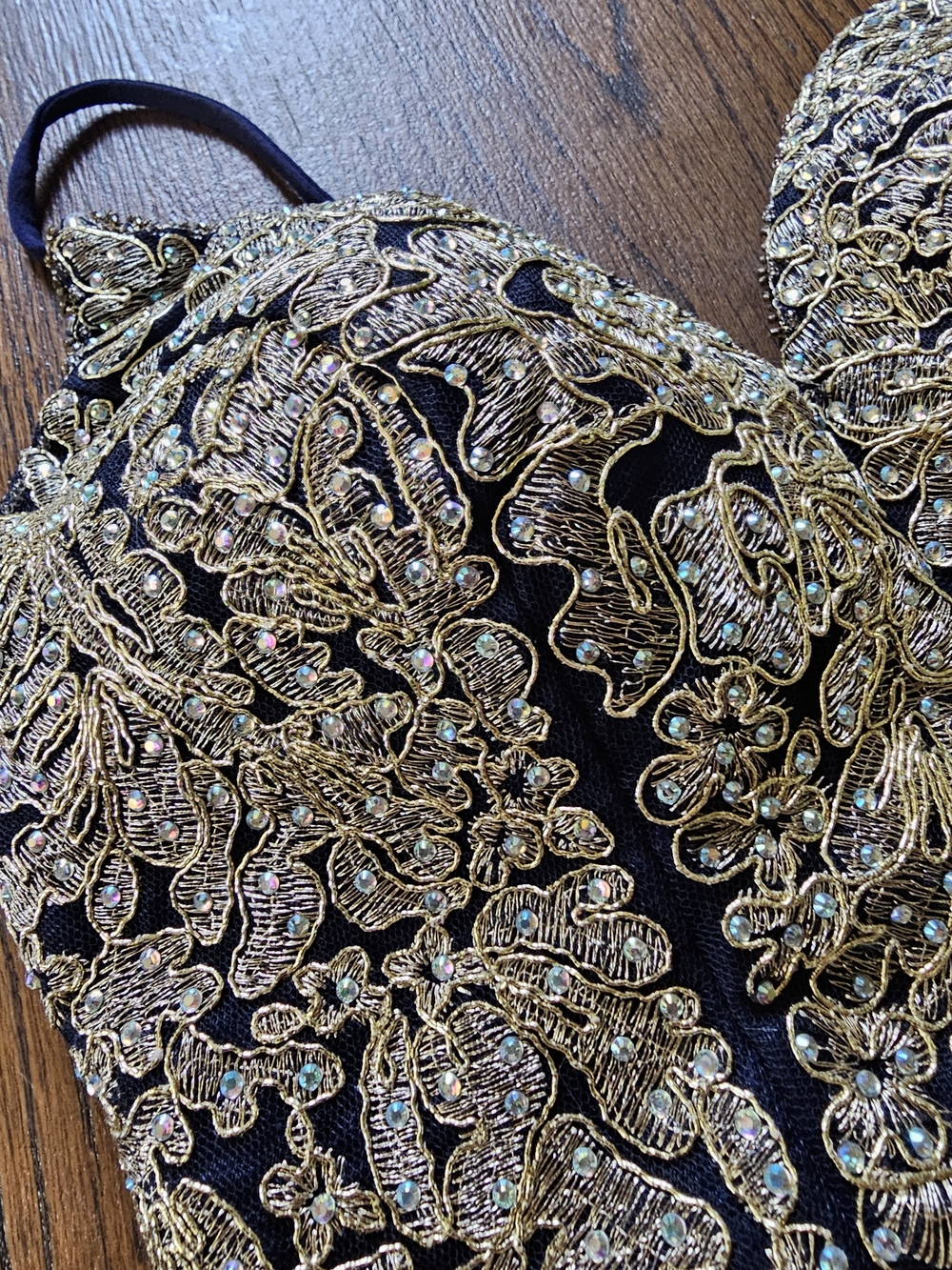 B Darlin Gold Embellished Navy Beaded Bustier Top Size Womens 0 - Picture 2 of 8